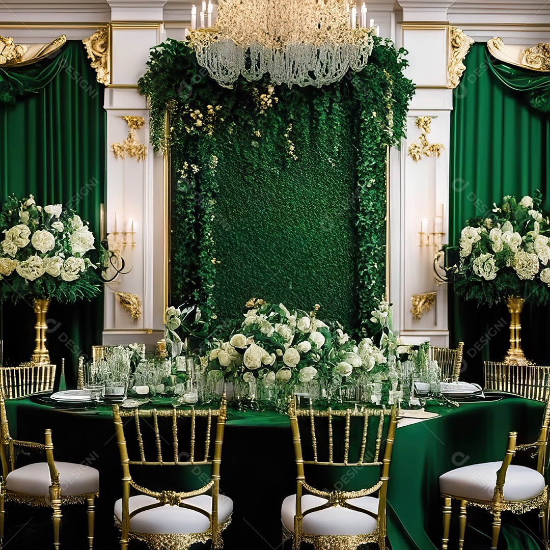 Cenário de casamento cadeiras almofadadas