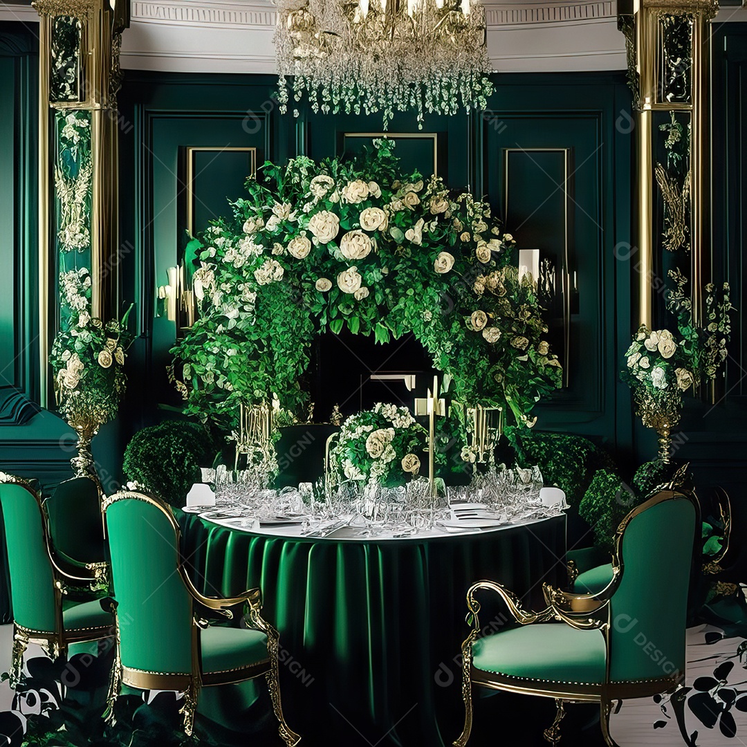 Cenário de casamento cadeiras almofadadas