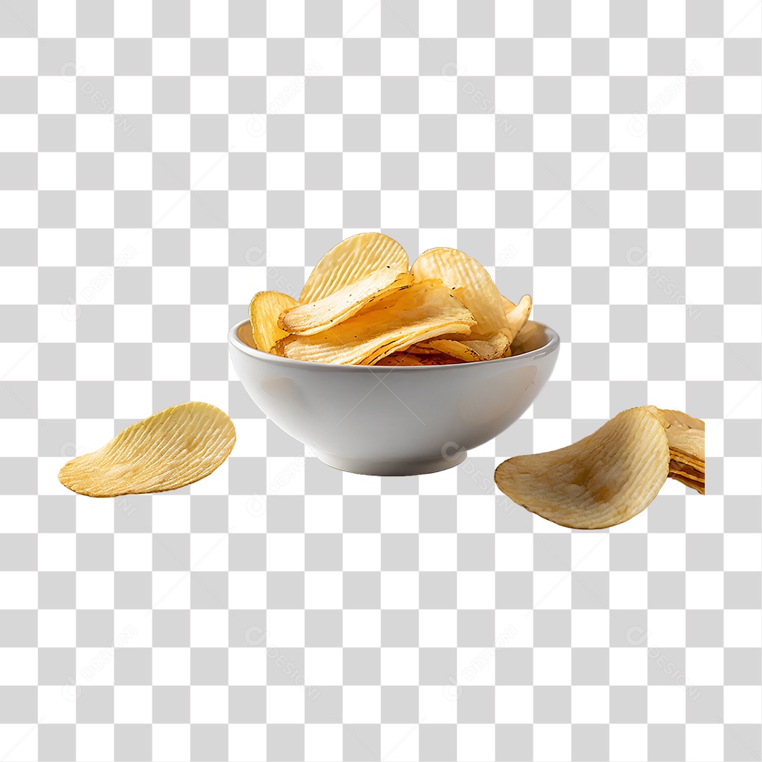 Tigela com Batatas Fritas PNG Transparente
