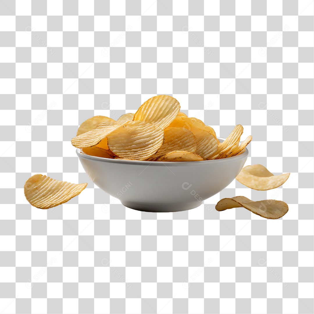 Tigela com Batatas Fritas PNG Transparente