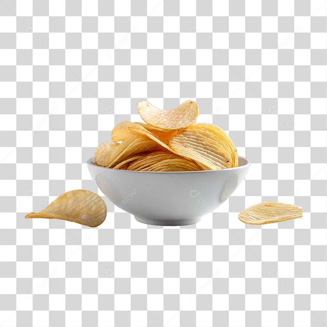 Tigela com Batatas Fritas PNG Transparente