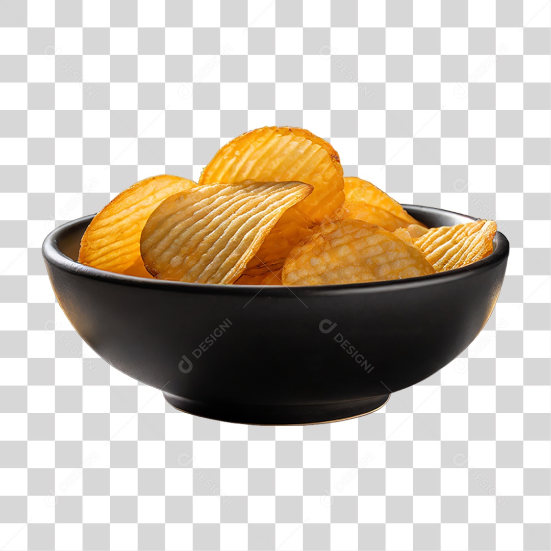 Tigela com Batatas Fritas PNG Transparente