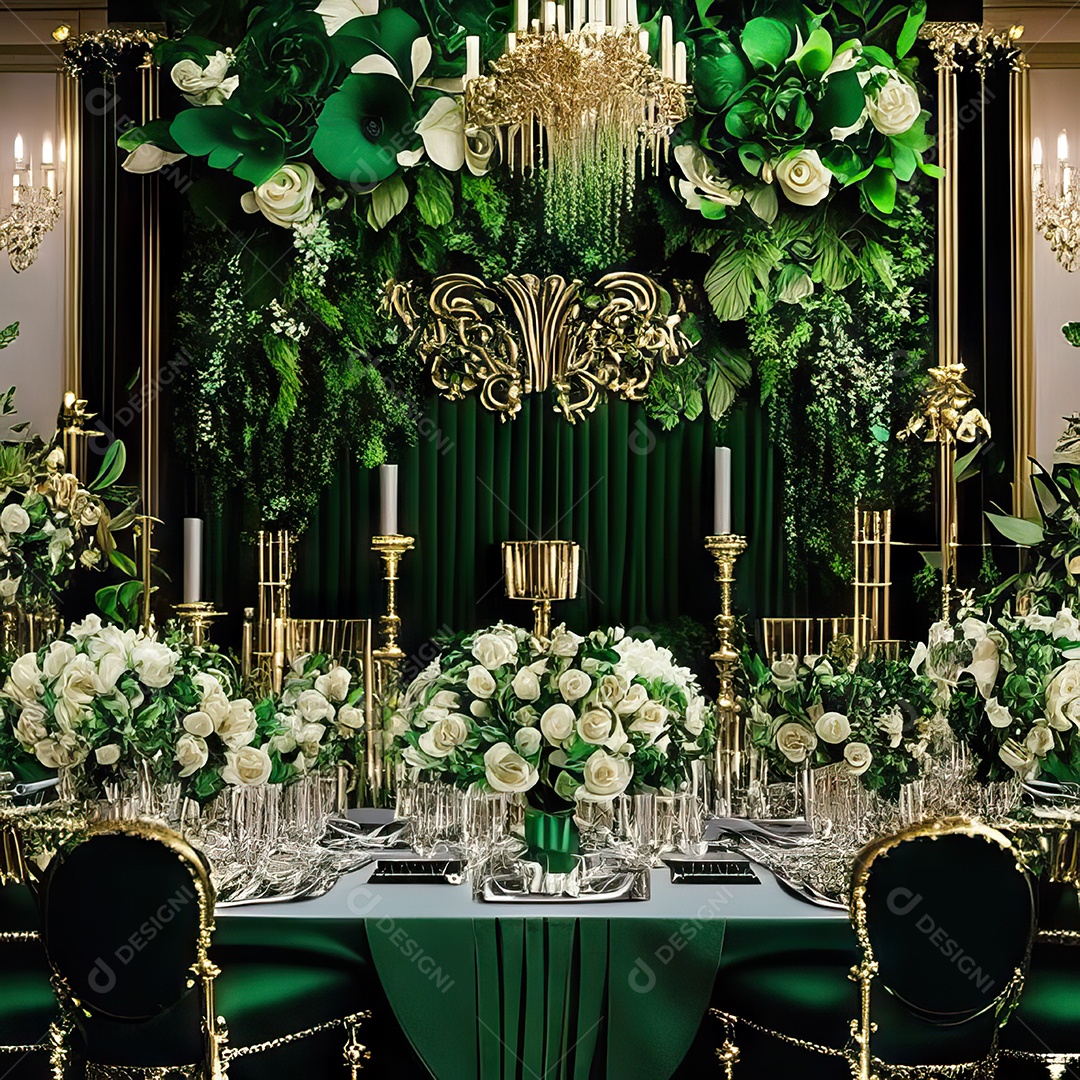 Cenário de casamento cadeiras almofadadas