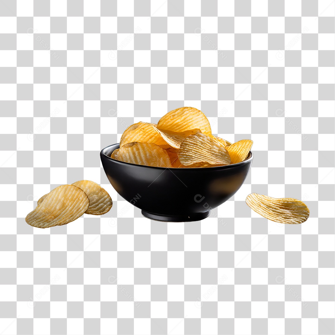 Tigela com Batatas Fritas PNG Transparente