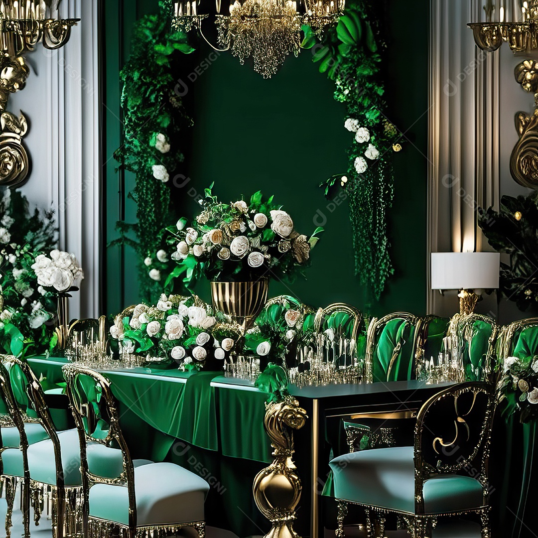 Cenário de casamento cadeiras almofadadas