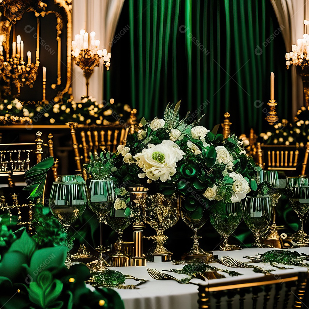 Cenário de casamento cadeiras almofadadas