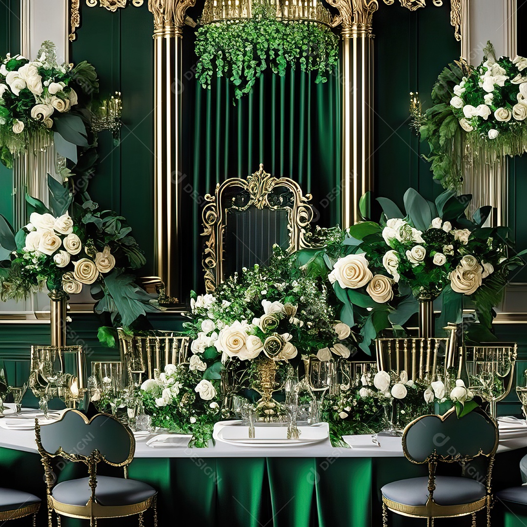 Cenário de casamento cadeiras almofadadas