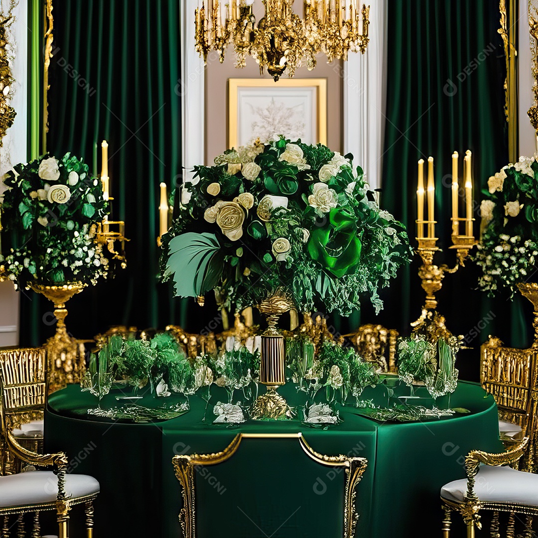 Cenário de casamento cadeiras almofadadas