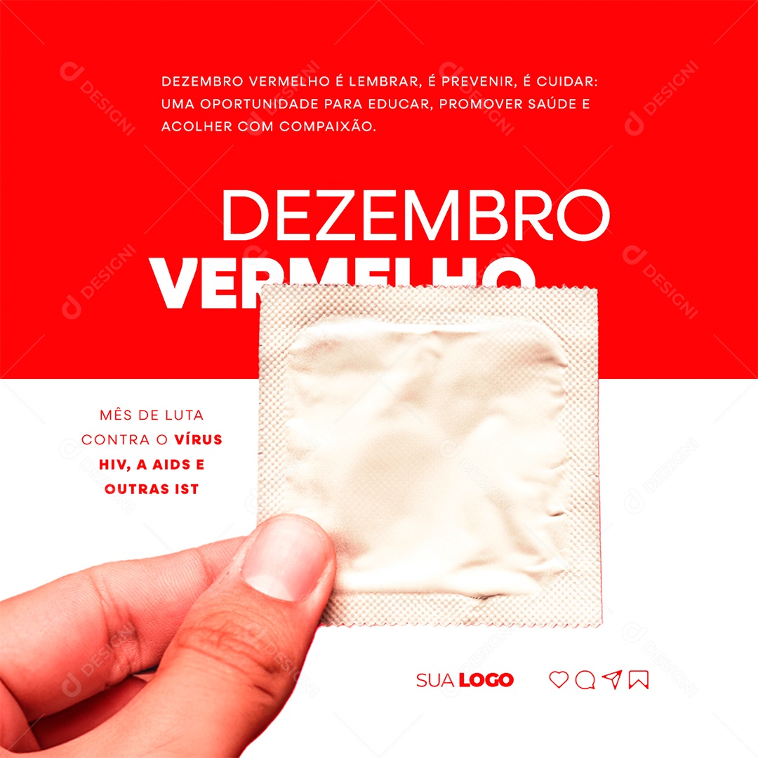 Dezembro Vermelho Mês de Luta Contra o Vírus HIV a AIDS e Outras IST Social Media PSD Editável