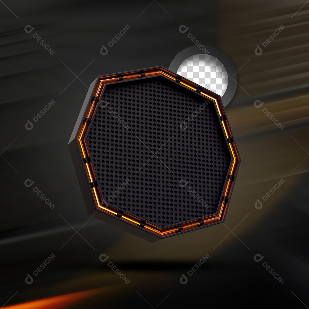 Painel Laranja Dourado Elemento 3D de Black Friday para Composição PSD