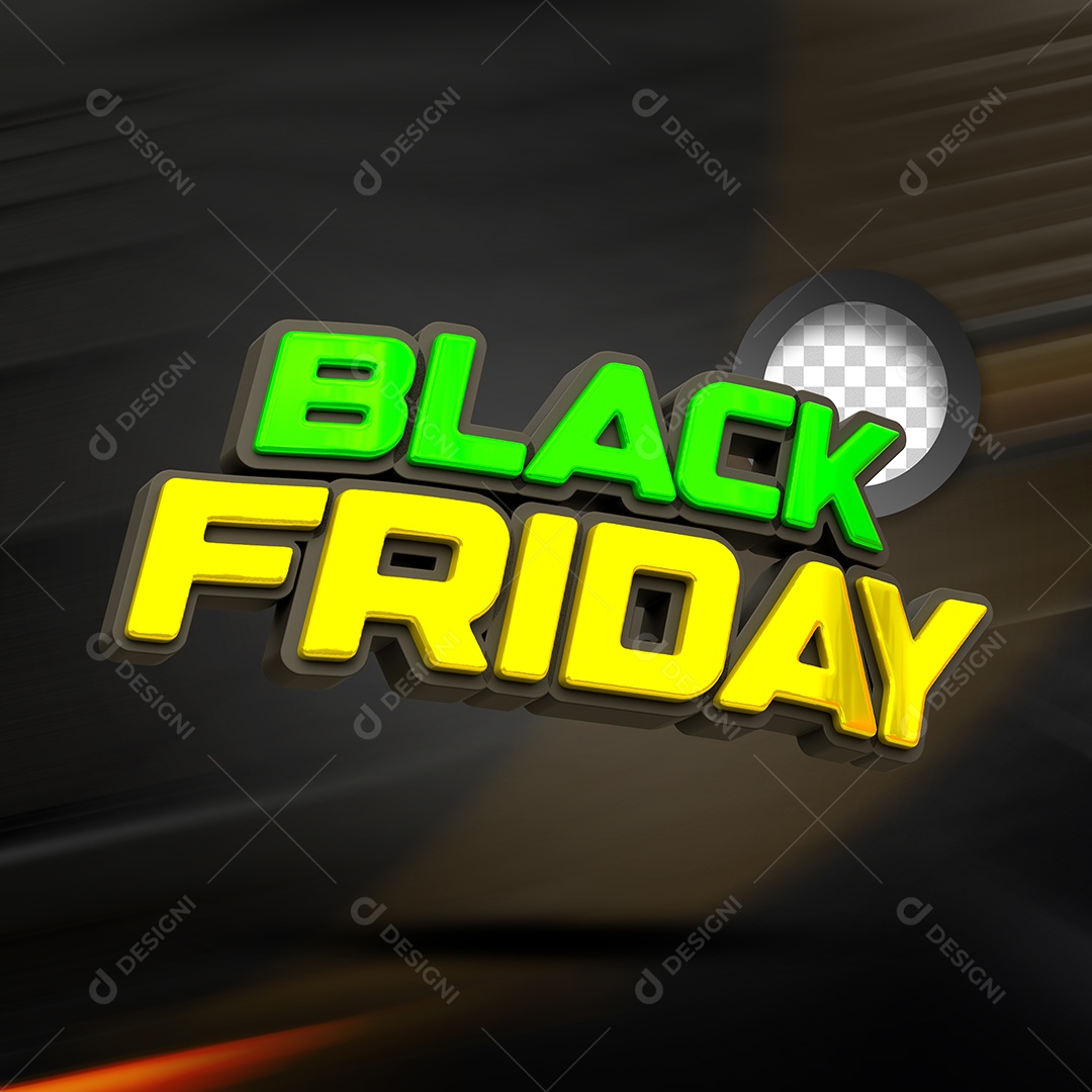 Black Friday Texto 3D Verde Dourado para Composição PSD