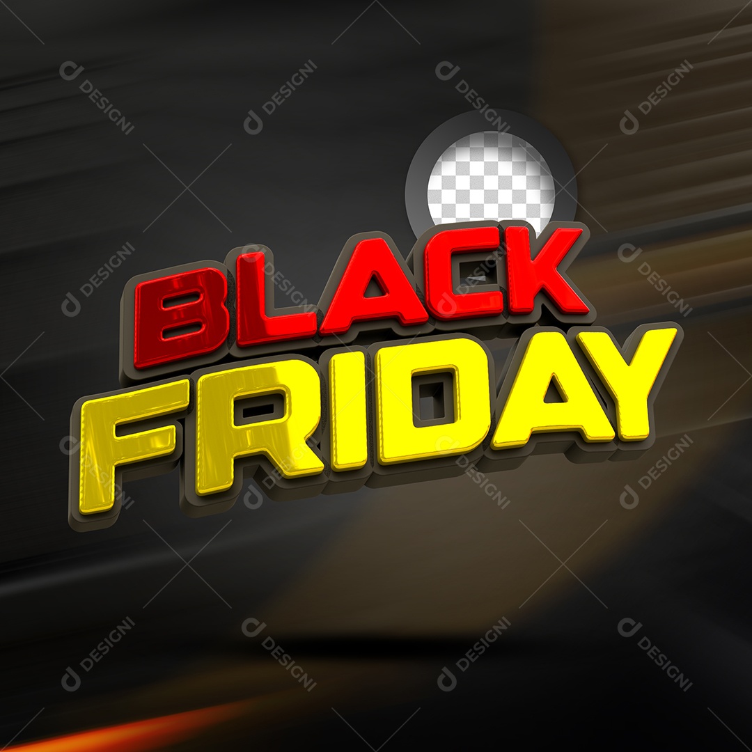 Black Friday Texto 3D Vermelho Dourado para Composição PSD