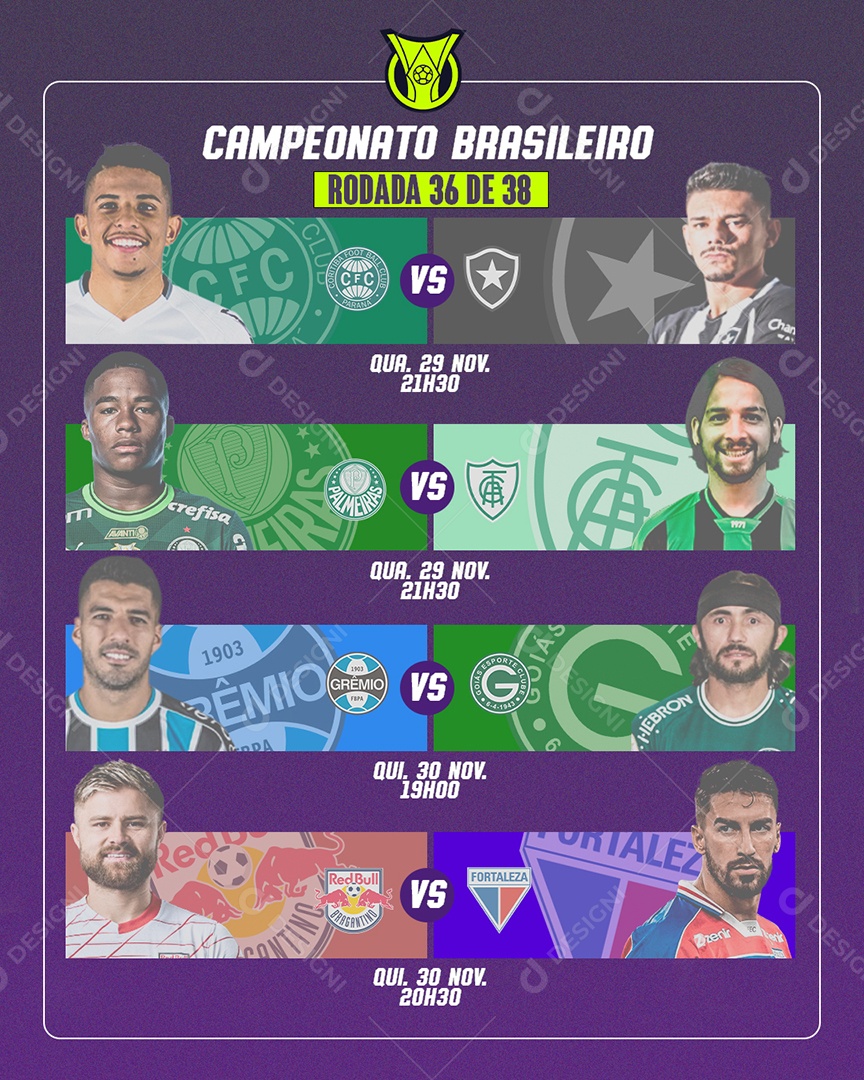 Social Media Flyer Futebol Campeonato Brasileiro Rodadas PSD Editável