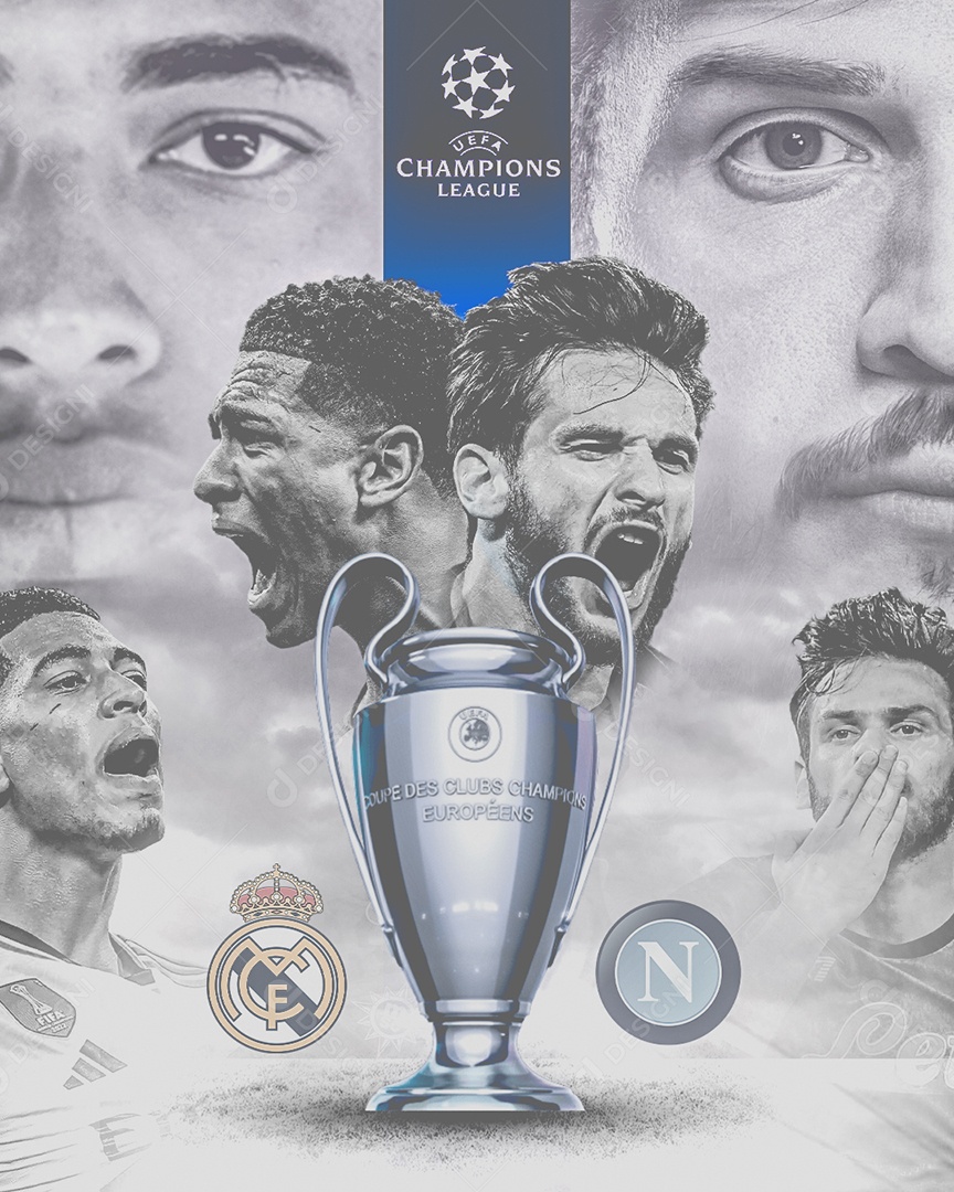 Flyer EUFA Champions League Real Madrid X Napolli Social Media PSD Editável