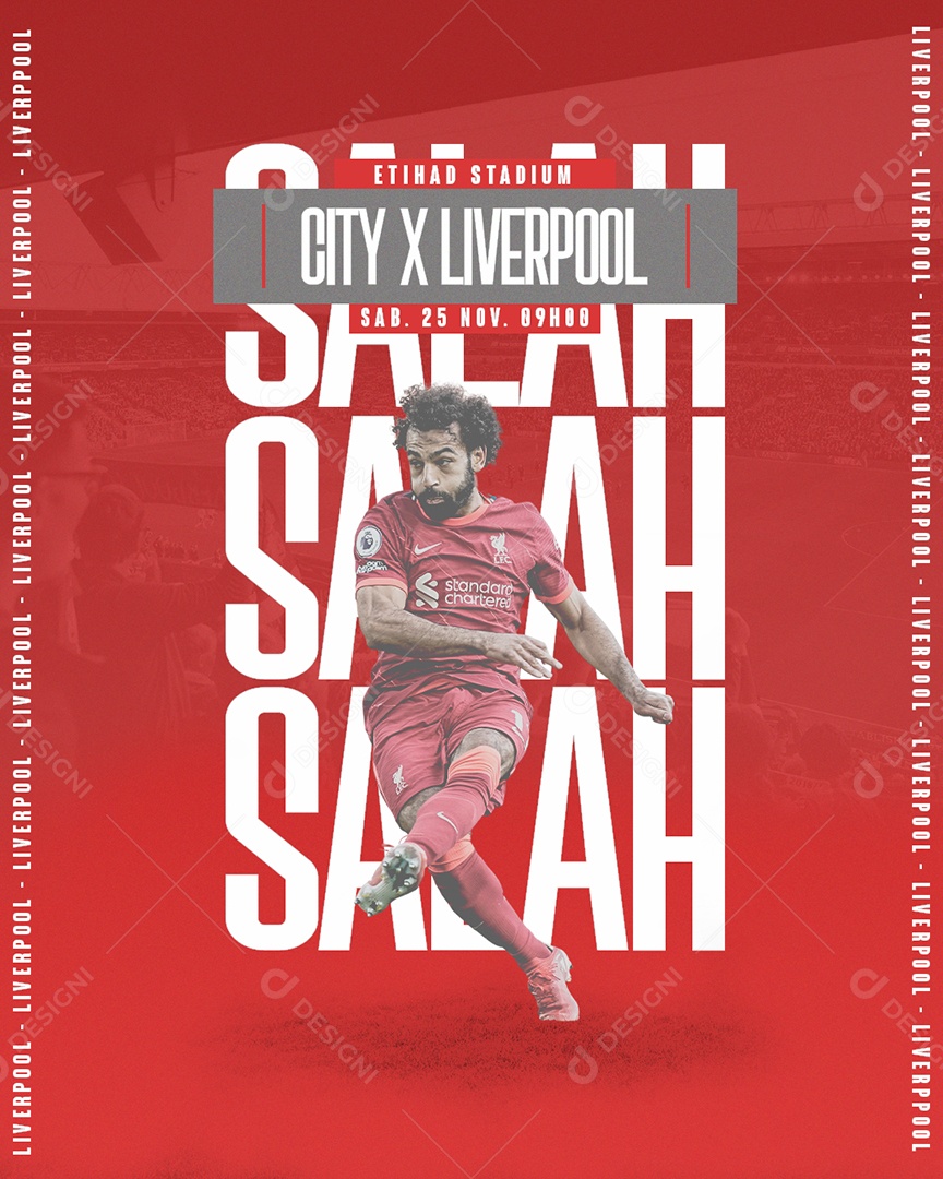 Flyer City X Liverpool Salah Social Media PSD Editável