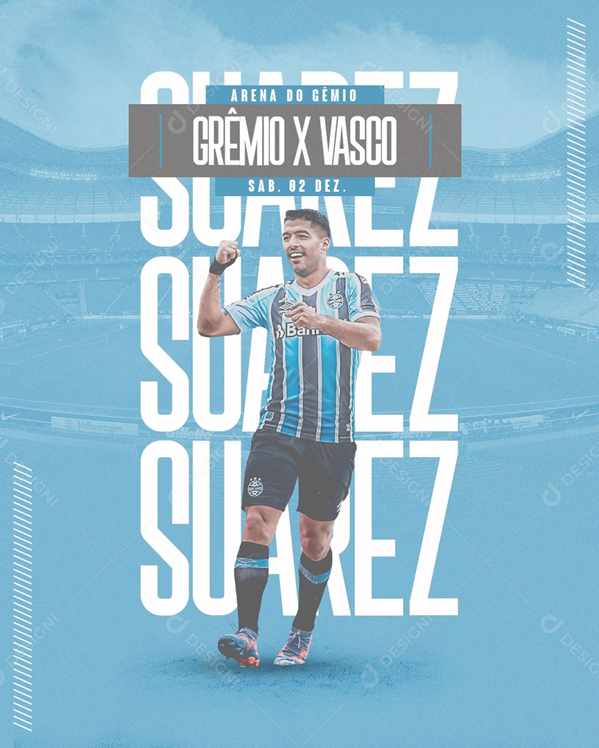 Grêmio X Vasco Suarez Social Media PSD Editable Soccer Flyer