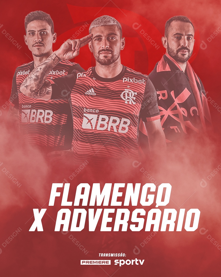 Flyer Futebol Flamengo X Adversário Social Media PSD Editável