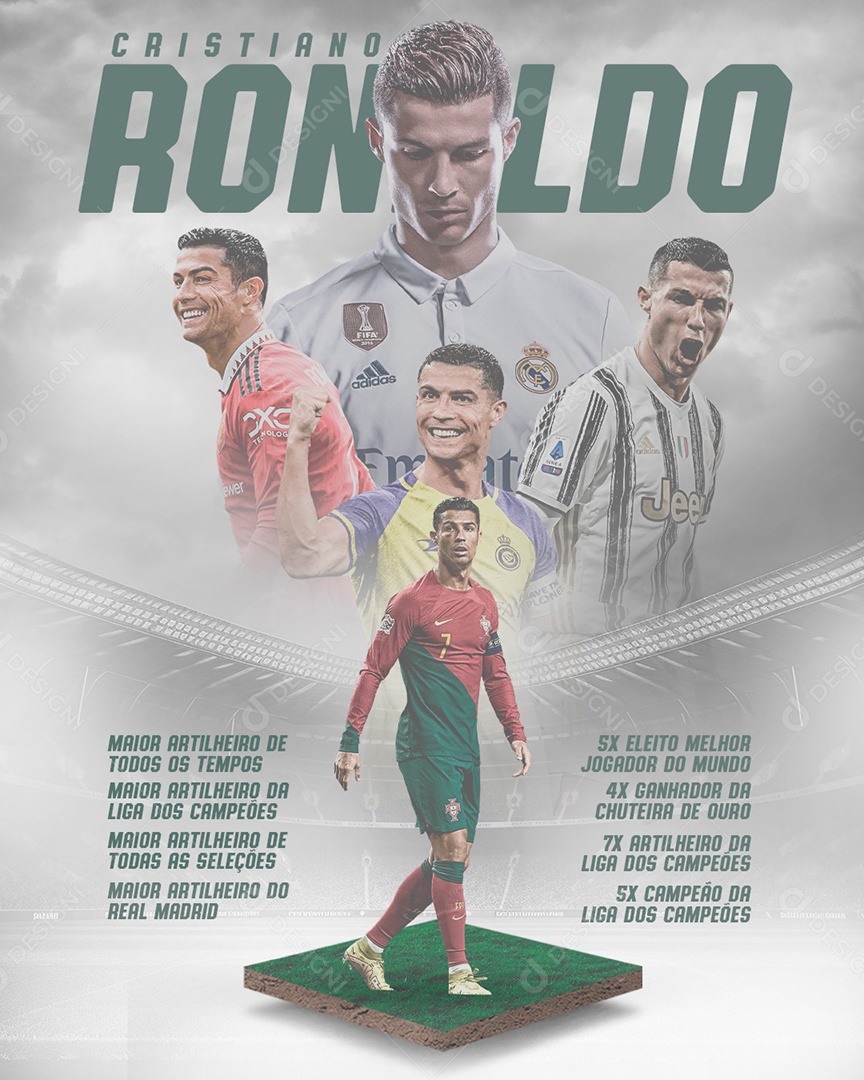 Social Media Flyer Futebol Cristiano Ronaldo PSD Editável