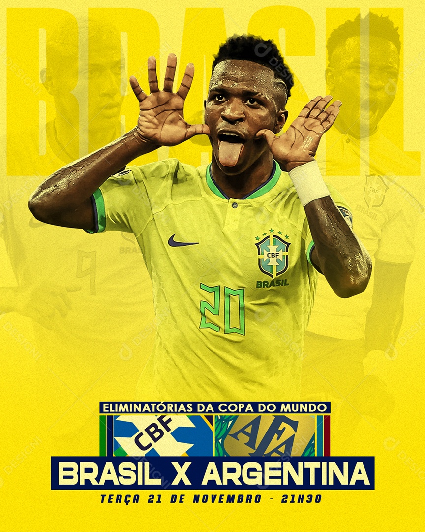 Social Media Flyer Futebol Brasil X Argentina Copa Do Mundo PSD Editável