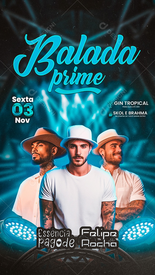 Story Flyer Balada Prime Essência Pagode Felipe Rocha Social Media PSD Editável