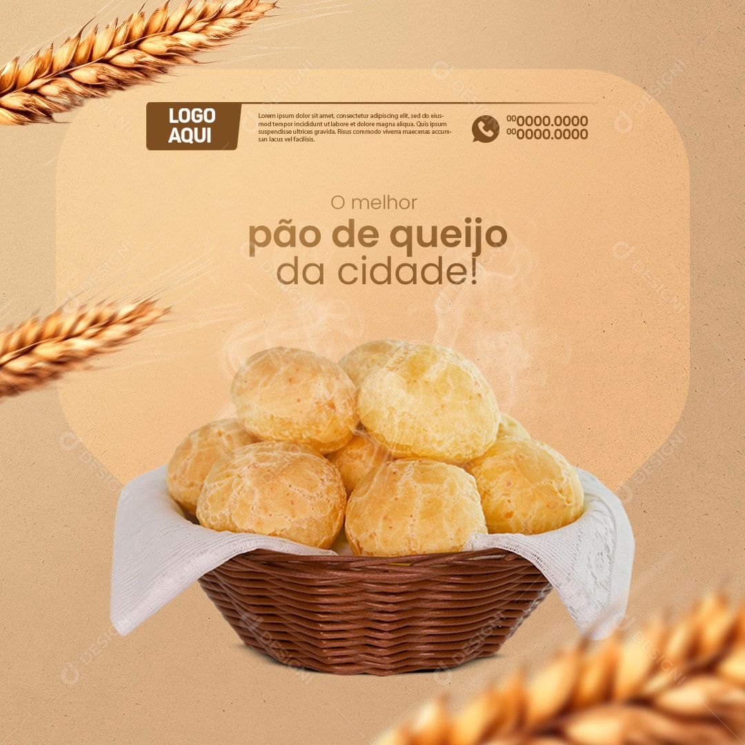 Panificadora O Melhor Pão de Queijo da Cidade Social Media PSD Editável