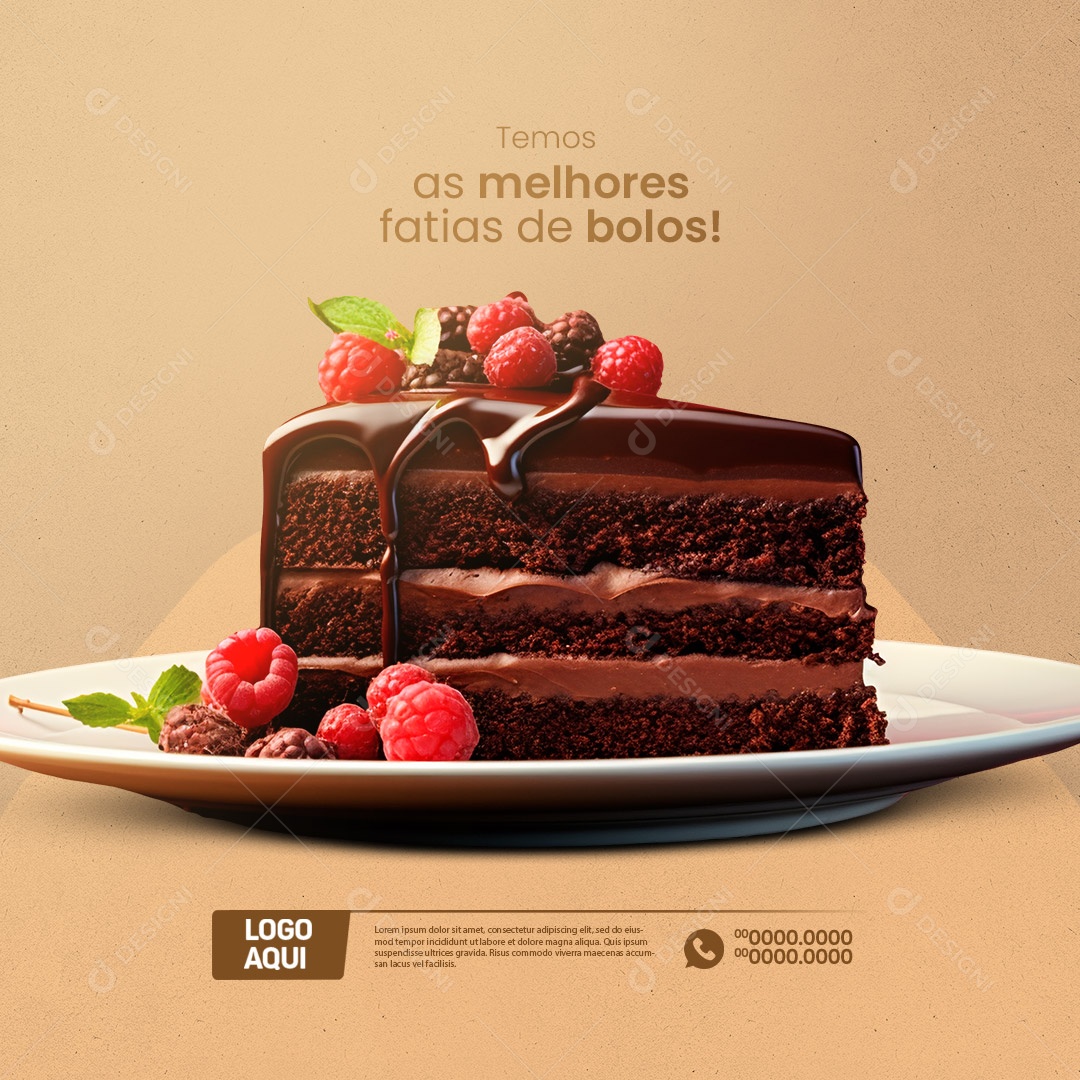 Social Media Panificadora Temos as Melhores Fatias de Bolos PSD Editável