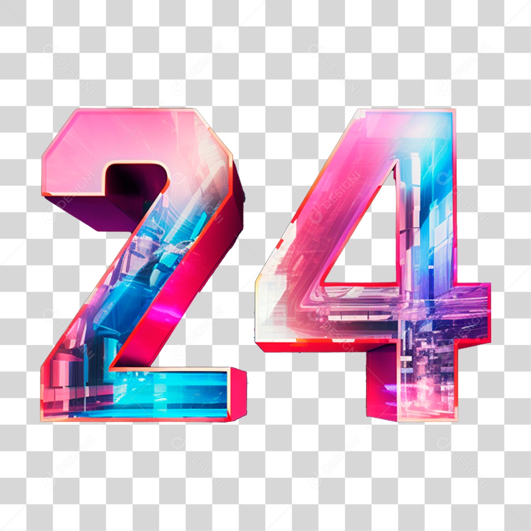Número 24 Colorido PNG Transparente
