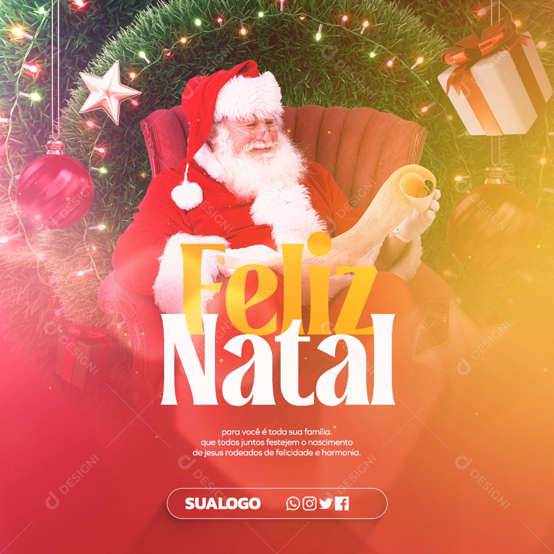 Social Media Feliz Natal Felicidade e Harmonia PSD Editável