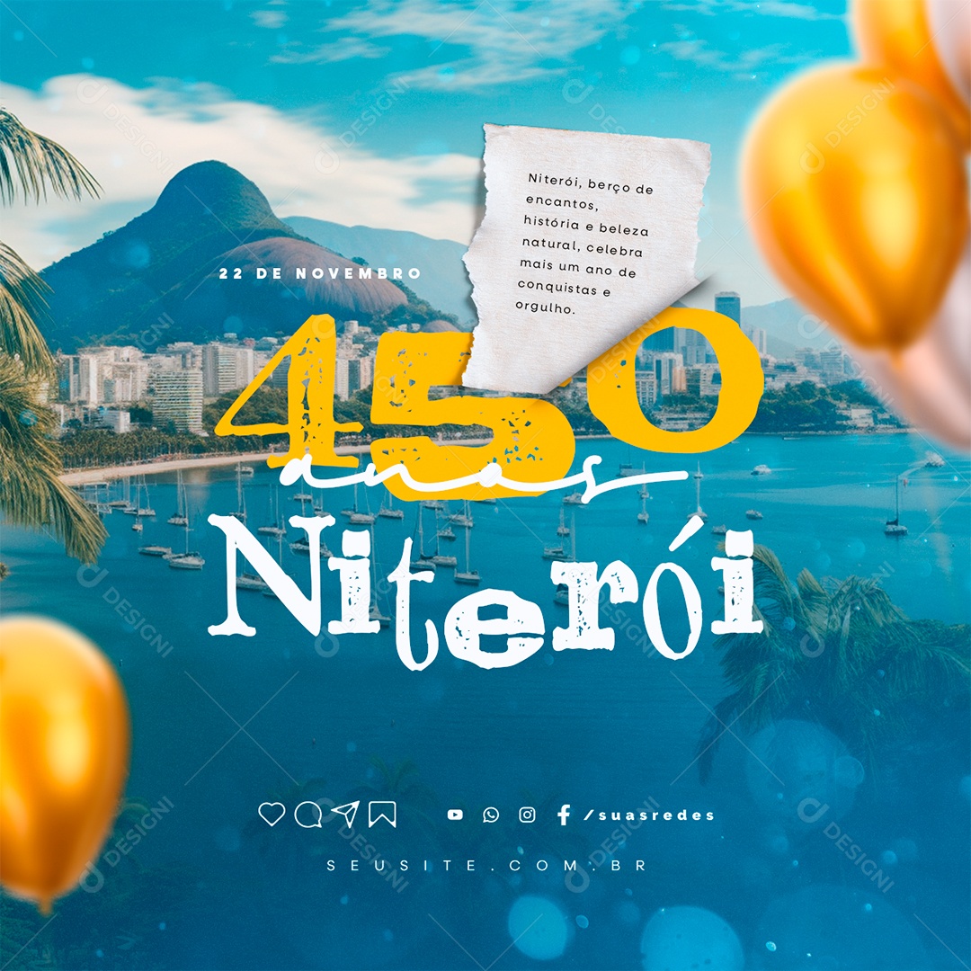Social Media 450th Anniversary Niterói November 22nd Editable PSD