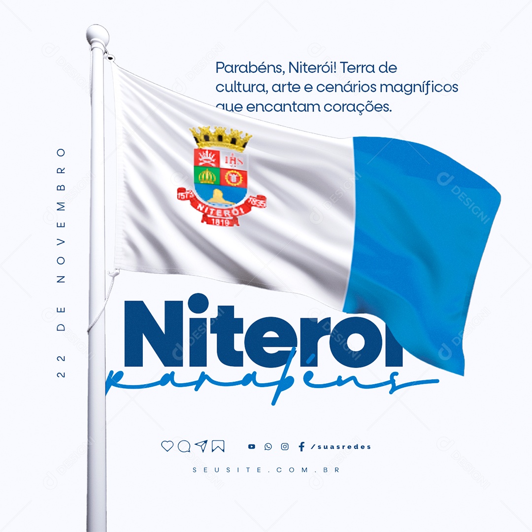 Social Media Aniversário Parabéns Niterói Terra Cultura Arte e Cenário PSD Editável
