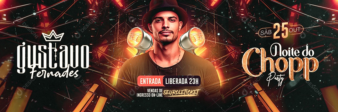 Carrossel Flyer Gustavo Fernades Noite do Chopp Party Social Media PSD Editável
