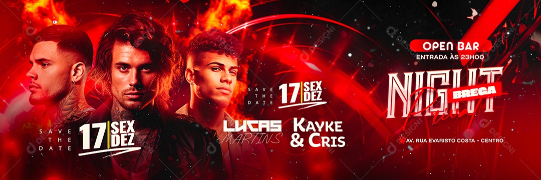 Carrossel Flyer Night Brega Prime Lucas Martins Kayke & Cris Social Media PSD Editável