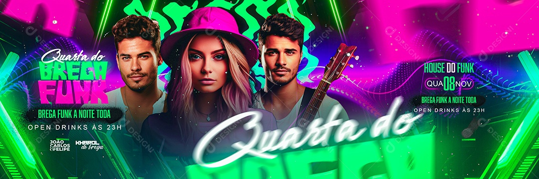 Carrossel Flyer Quarta do Brega Funk João Carlos & Felipe Kharol do Brega Social Media PSD Editável