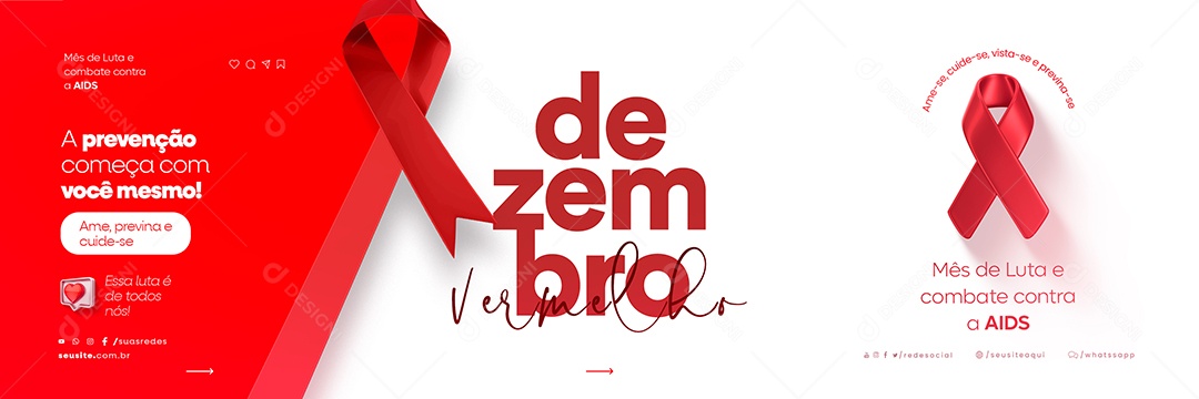 Carrossel Dezembro Vermelho Mês de Luta e Combate Contra a AIDS Social Media PSD Editável