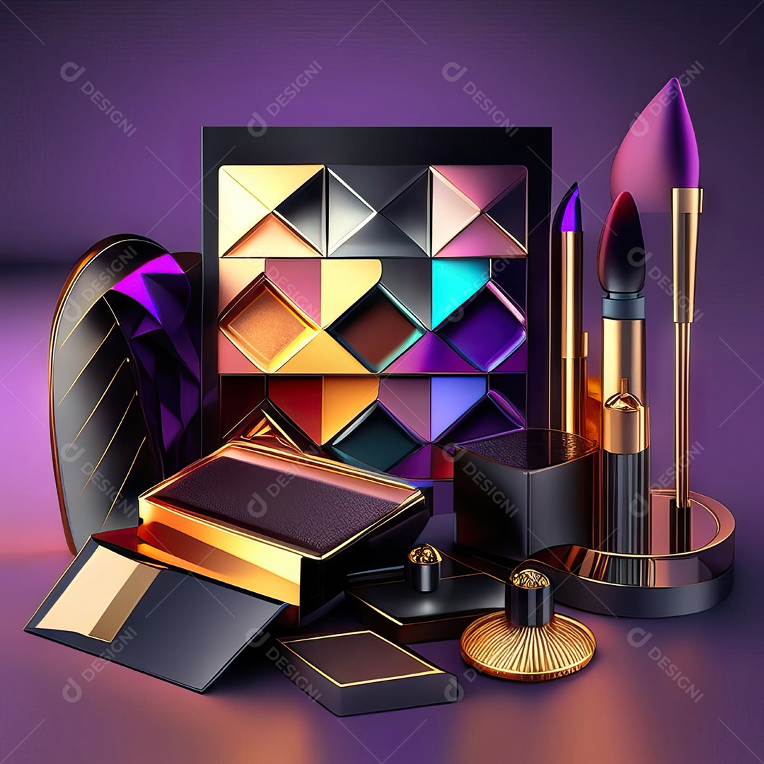 Paletas de maquiagem produto moda renderização 3d