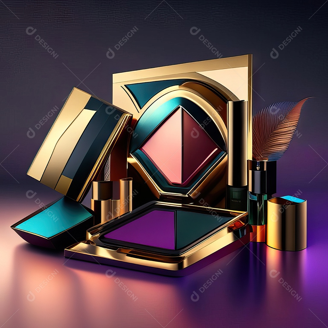 Paletas de maquiagem produto moda renderização 3d