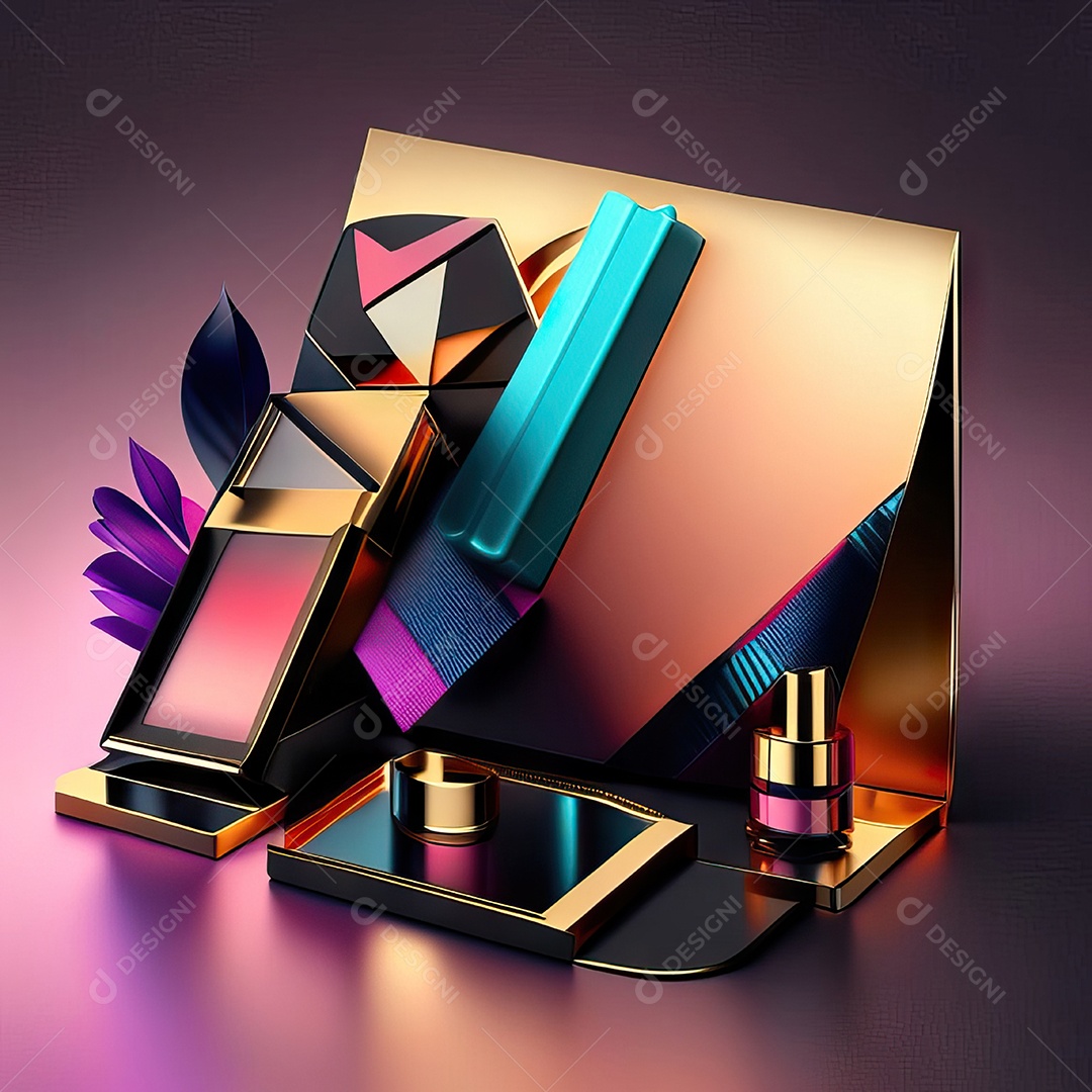 Paletas de maquiagem produto moda renderização 3d