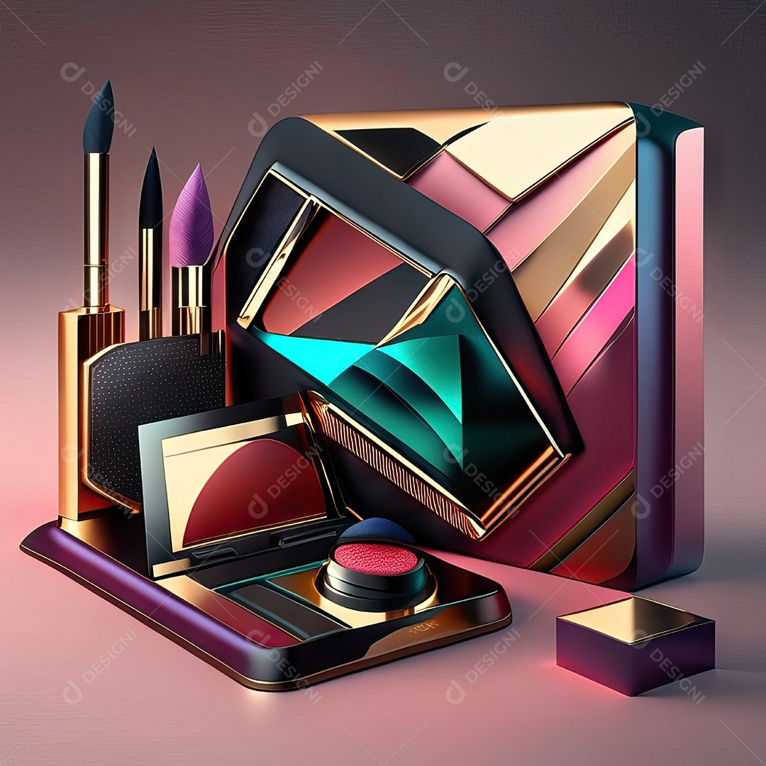 Paletas de maquiagem produto moda renderização 3d