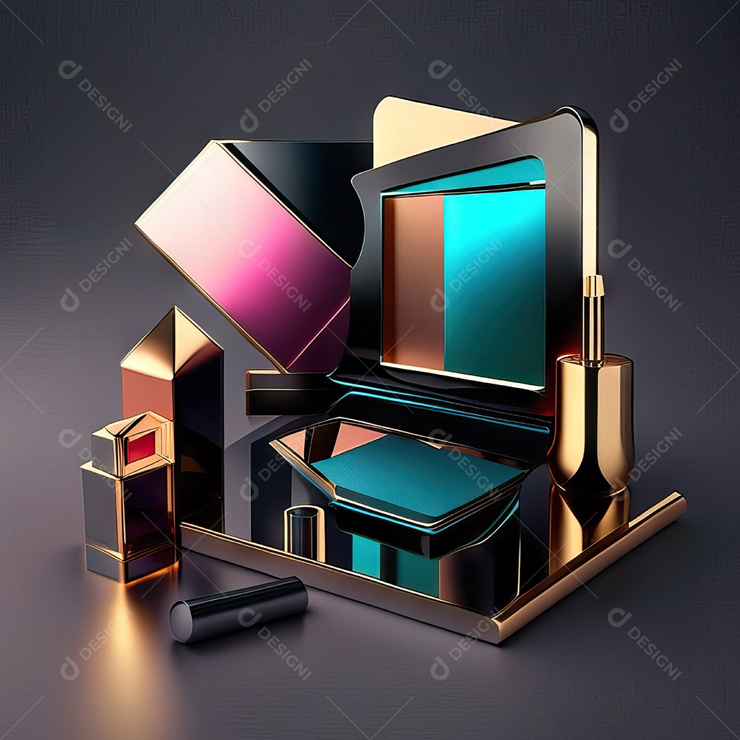 Paletas de maquiagem produto moda renderização 3d