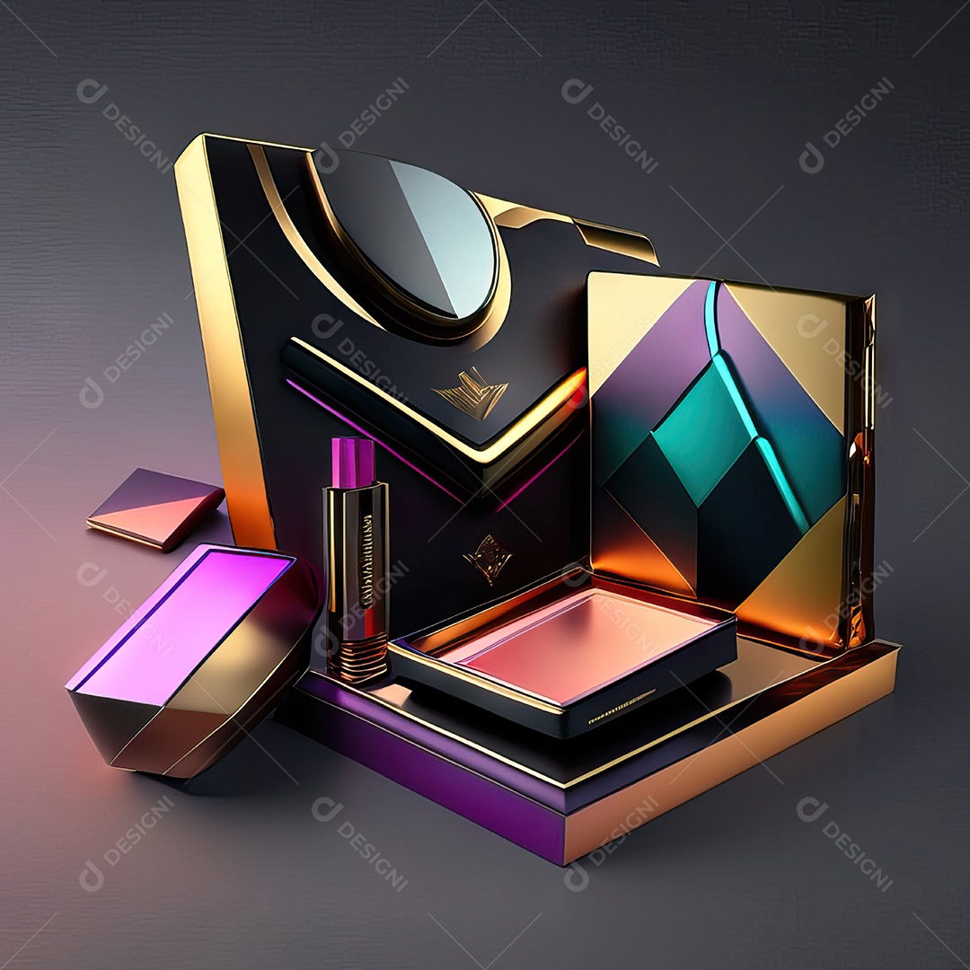 Paletas de maquiagem produto moda renderização 3d