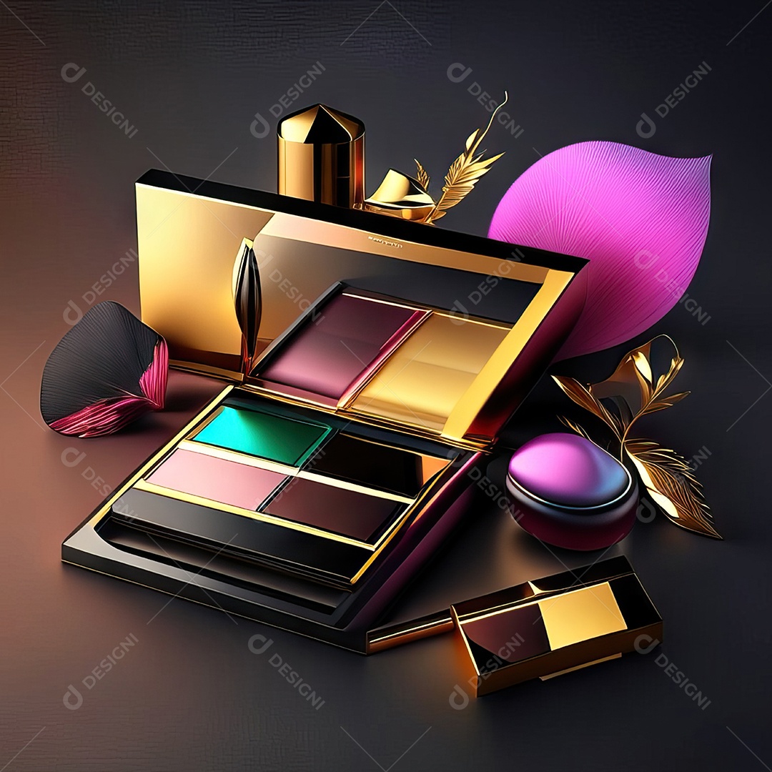 Paletas de maquiagem produto moda renderização 3d