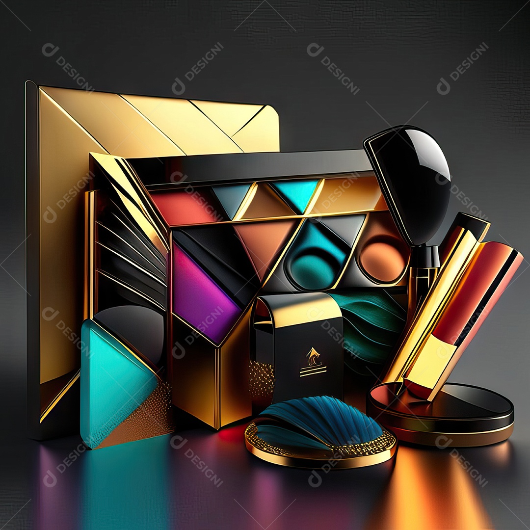 Paletas de maquiagem produto moda renderização 3d