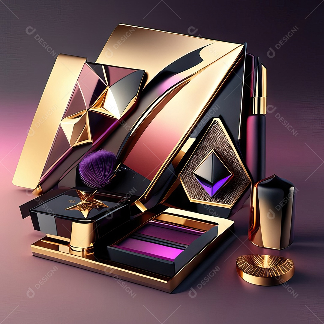 Paletas de maquiagem produto moda renderização 3d