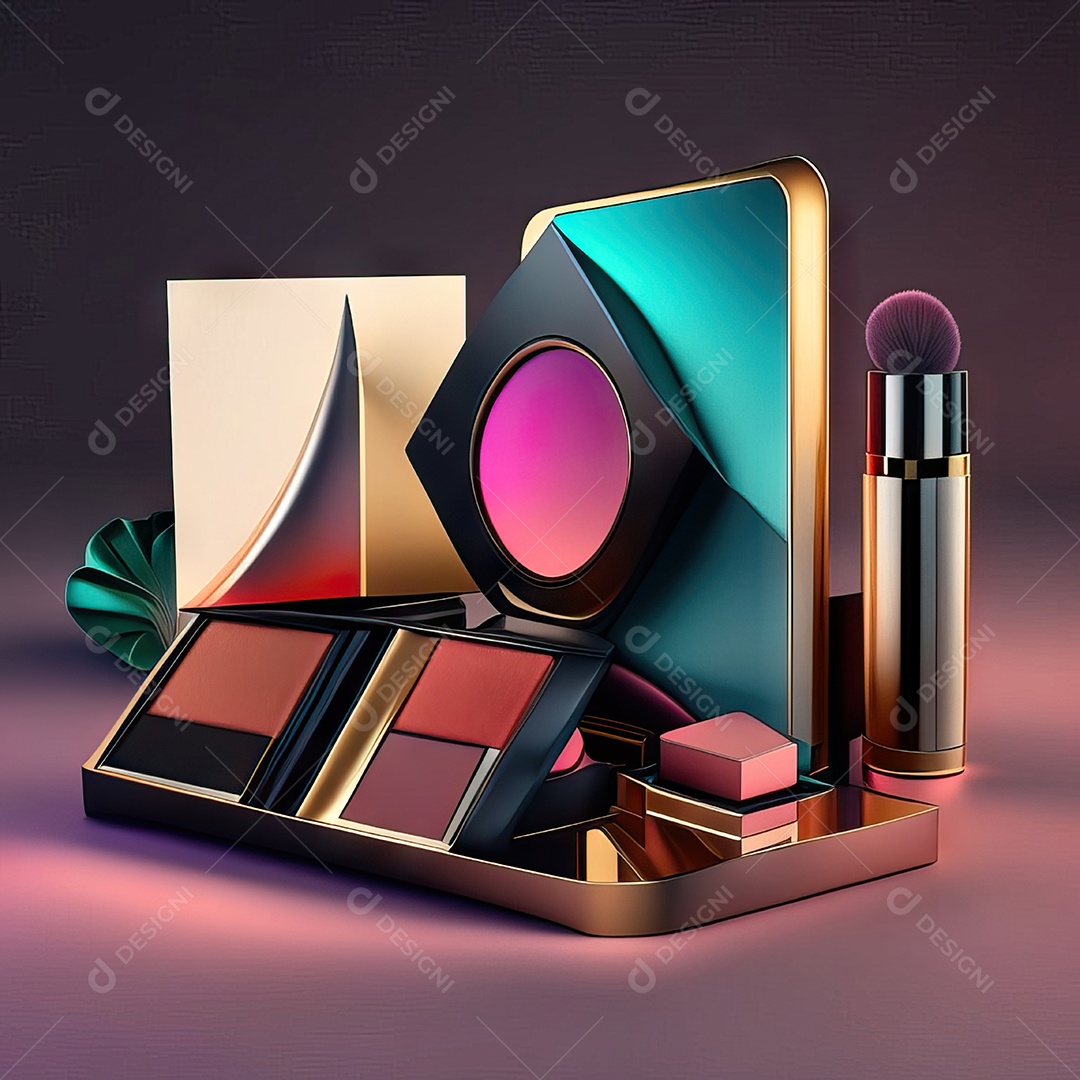 Paletas de maquiagem produto moda renderização 3d