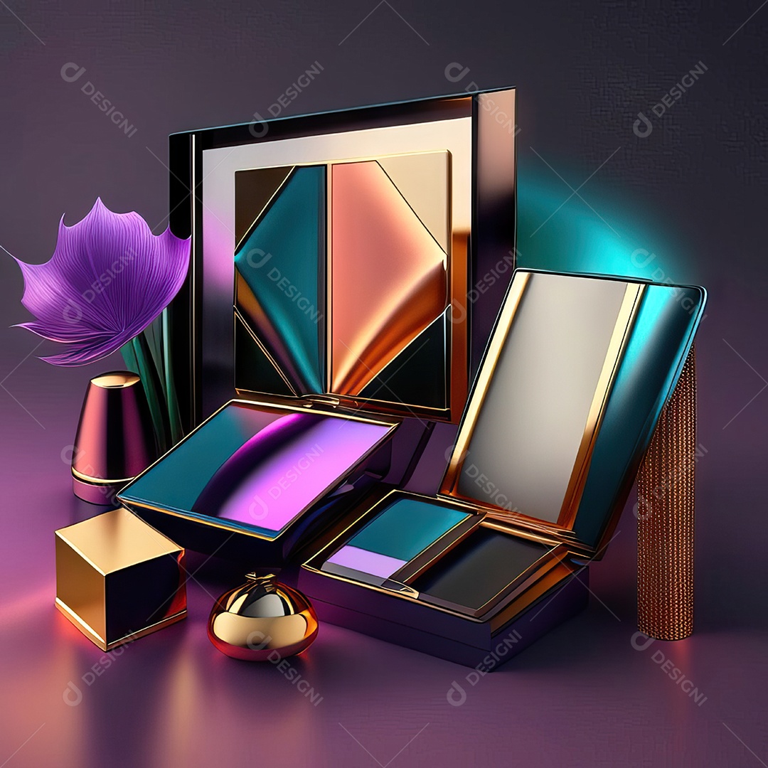 Paletas de maquiagem produto moda renderização 3d