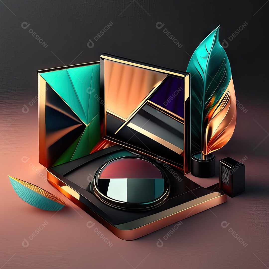 Paletas de maquiagem produto moda renderização 3d