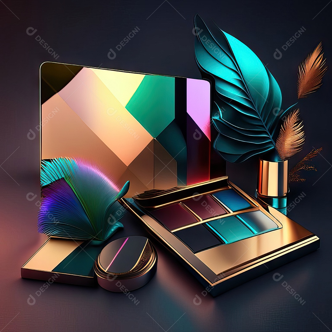 Paletas de maquiagem produto moda renderização 3d