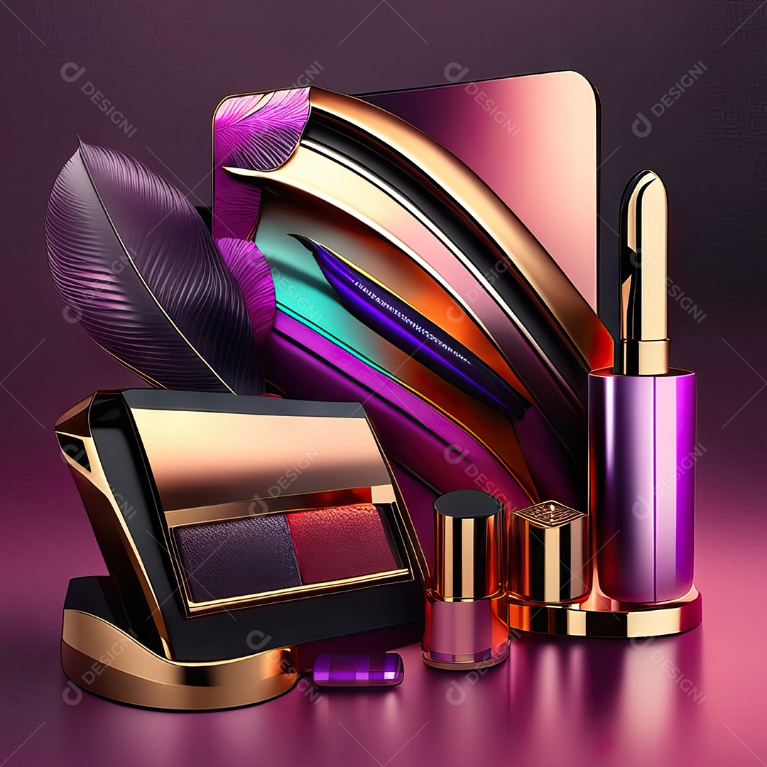 Paletas de maquiagem produto moda renderização 3d