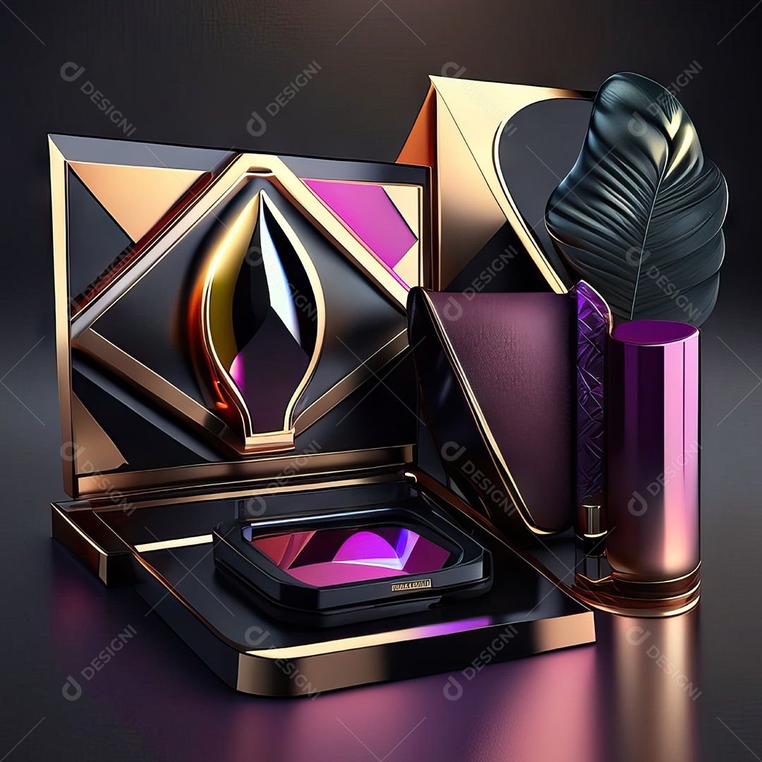 Paletas de maquiagem produto moda renderização 3d