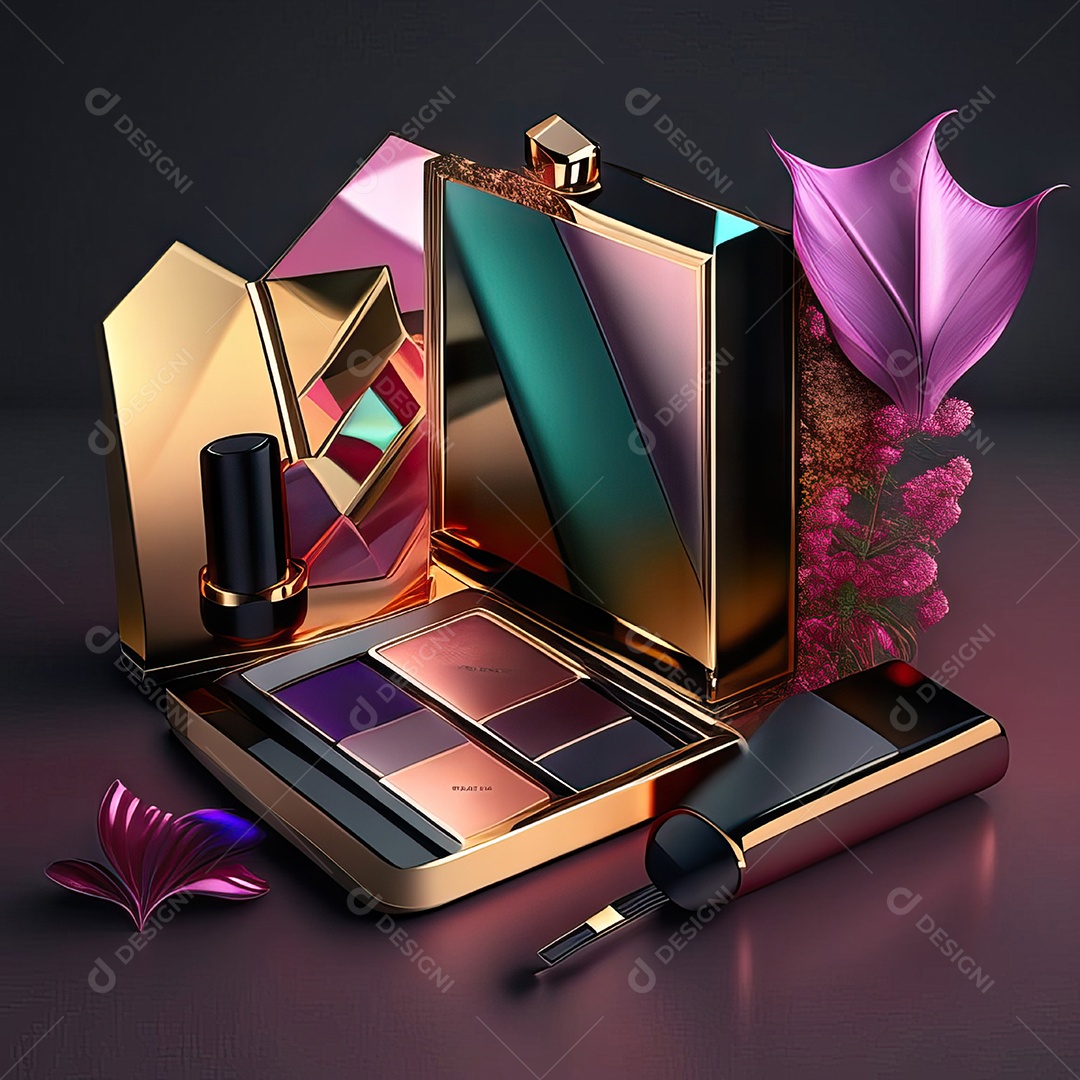 Paletas de maquiagem produto moda renderização 3d